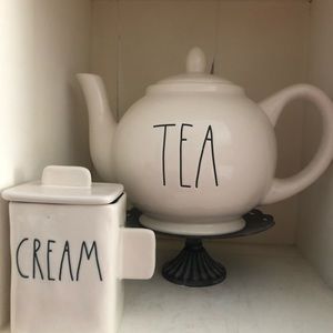 Rae Dunn tea pot with cream jar
